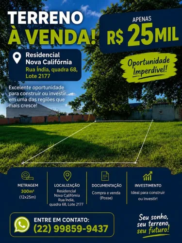 Terreno no Residencial Nova Califórnia