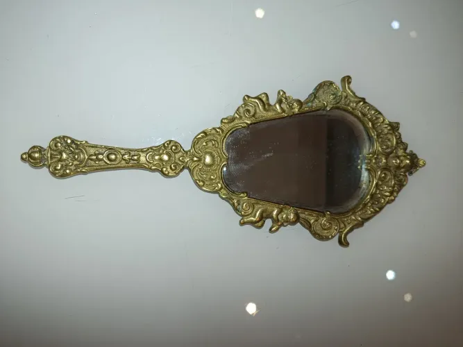 Antigo Espelho De Mão Bronze Mod 728