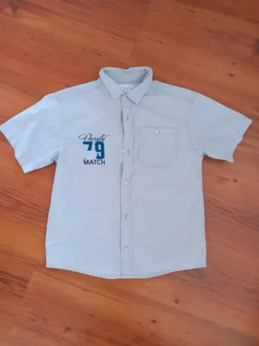 Camisa Milon manga curta Cinza Claro - Tamanho 8
