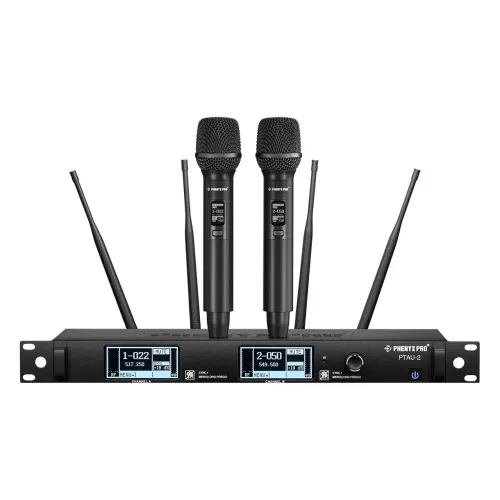 Sistema de Microfone Duplo Sem Fio Phenyx Pro PTAU-2 