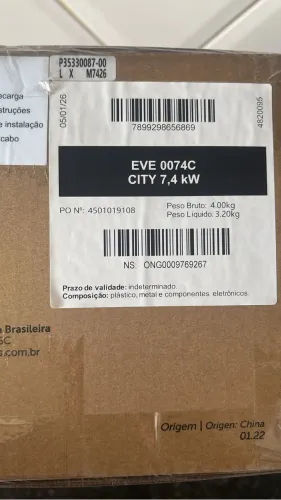 Wallbox para carro elétrico ou híbrido plugin 7,4 KW
