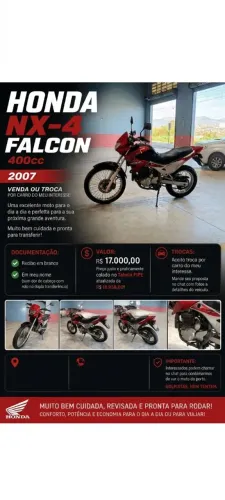 Quando NX quatro Falcon 400 cilindradas 2007 muito conservada e pronta para transferir