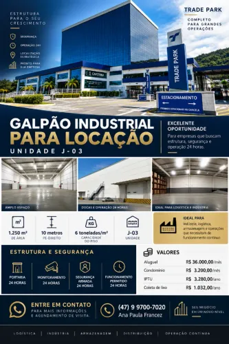 GALPÃO INDUSTRIAL PARA LOCAÇÃO - J-03