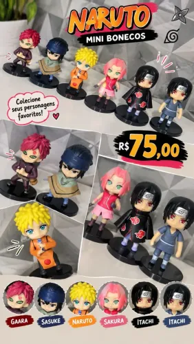 Bonecos miniatura Naruto kit com 6