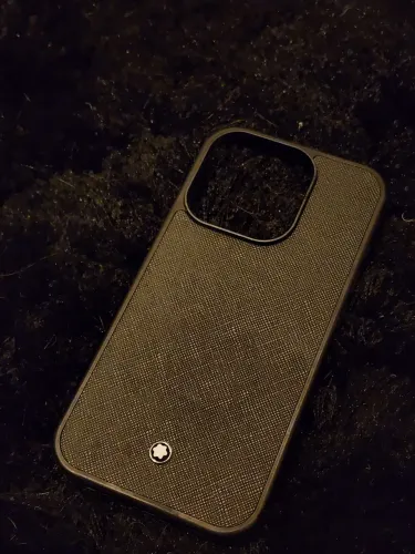 Capa case iPhone 15 pro montblanc tipo safiano