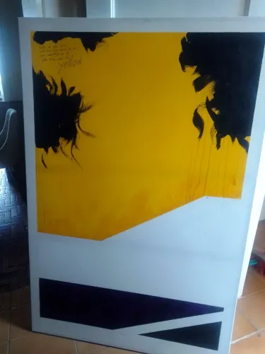 Pintura em tela gigante 1,0 x 1,50 tema cold play yellow