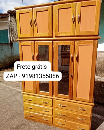 Guarda roupa de casal 4 portas madeira jatobá novo!