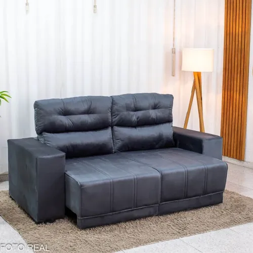 Sofá Retrátil Reclinável Royal 2.00m Veludo Grafite Entrega Rápida