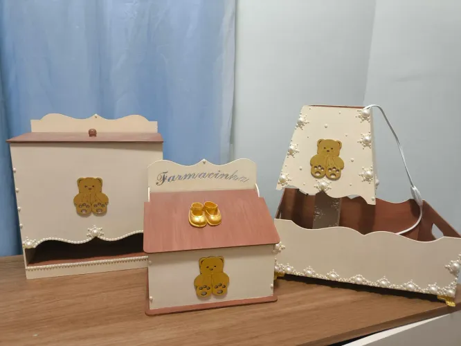 Enxoval bebê kit de caixas decoração quarto bebê