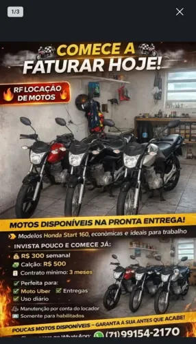 Motos disponíveis para aluguel