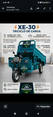 Triciclo elétrica de carga com caçamba basculante triciclo agricola com carretinha