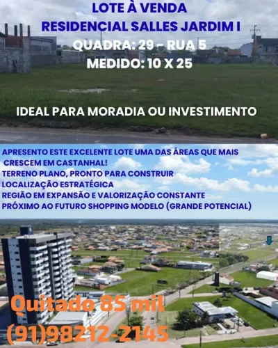 Vendo lote Residencial Salles Jardim I. Quitado 85 mil.