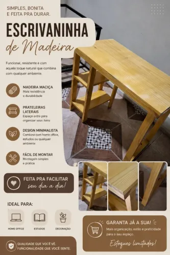 Escrivaninha de madeira 