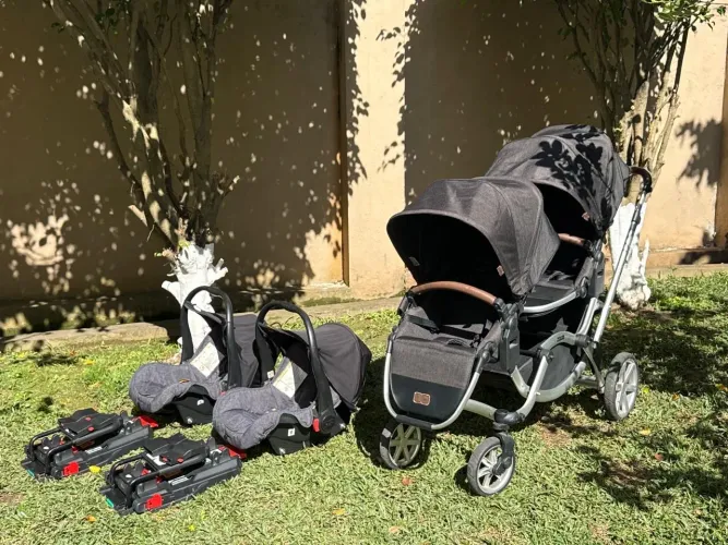 Carrinho Gêmeos + Bebê conforto + Base Isofix - ABC Designer