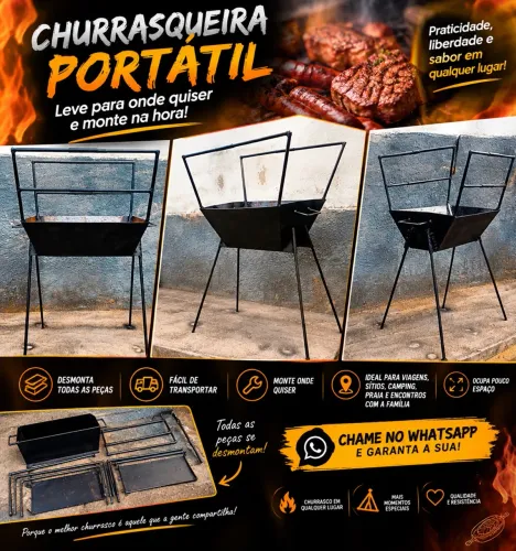 ? CHURRASQUEIRA PORTÁTIL ? PRÁTICA E FÁCIL DE LEVAR! ?