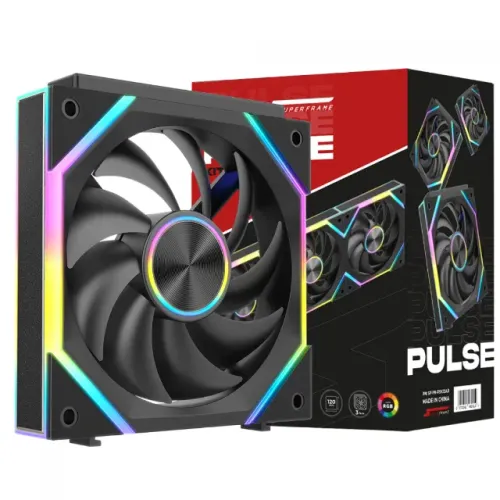 Kit Fan c/ 3 Unidades SuperFrame Pulse - ARGB - 120mm - PWM - Produto Novo