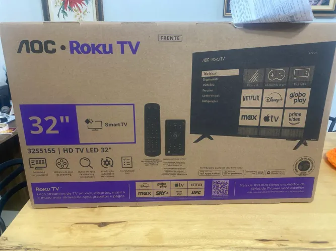 TELEVISÃO AOC COM ROKU TV | NOVA LACRADA | 32 POLEGADAS