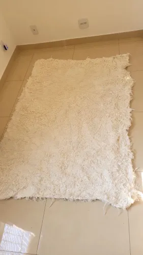 Tapete Artesanal de Algodão 1,50x2,00 - Estilo Boho/Off White