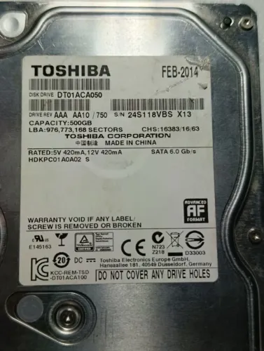 HD SATA Toshiba 500Gb Usado