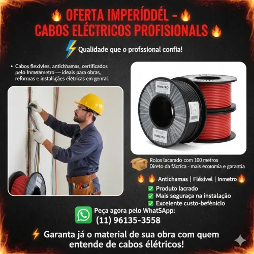 Cabos Elétricos flexível antichamas certificado pelo Inmetro