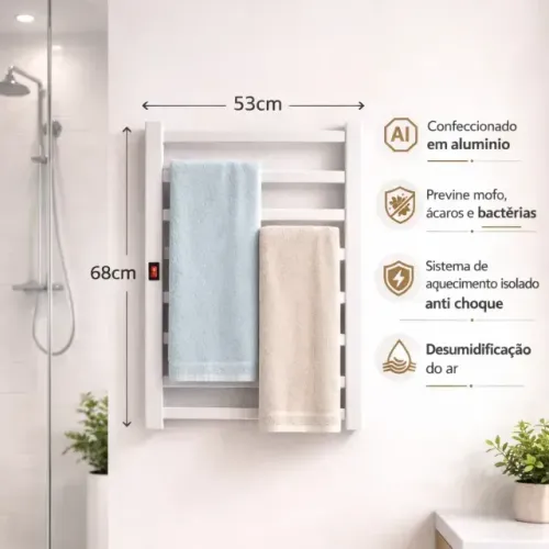 Toalheiro Térmico Para Secar E Aquecer Toalhas De Banho Cor Branco Itaquá Resistencias