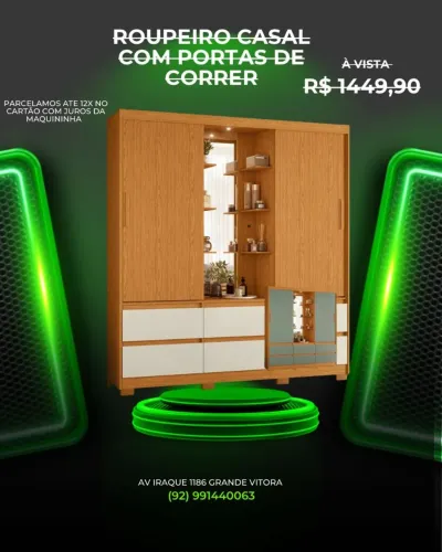 Guarda roupa casal com portas de correr