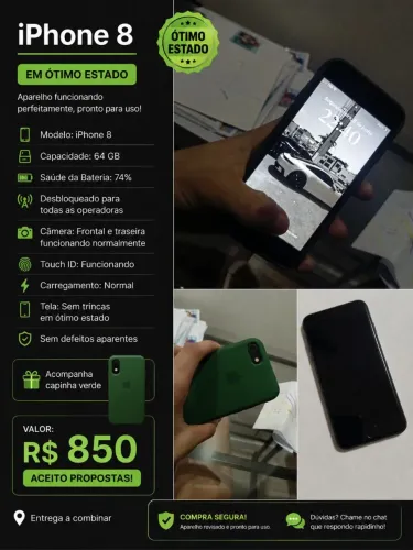 ? IPHONE 8 CONSERVADO | FUNCIONANDO PERFEITAMENTE | R$ 850 ?