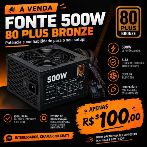 FONTE ATX 500W 80 PLUS BRONZE SEVENHERO