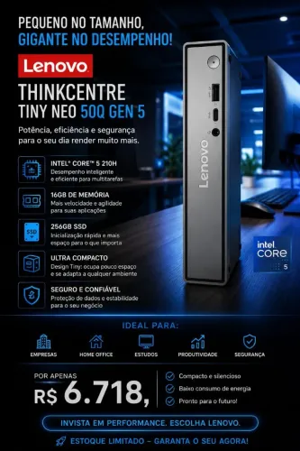 PC LENOVO THINKCENTRE TINY NEO 50Q GEN 5<br>R$ 6718,
