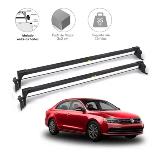 Rack Teto Volkswagen Jetta 2012 à 2018 - Preto Material Aço - VP 996