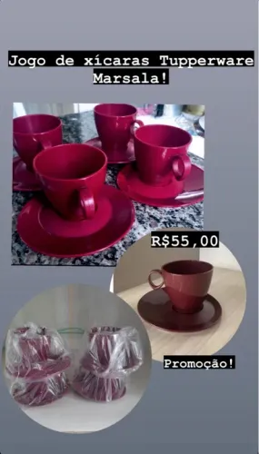 4 Xícaras Tupperware Marsala! Novas no plástico 
