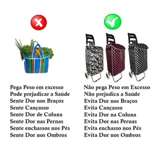 Carrinho Carro Sacola Para Feira Bd-231 82x32x46cm