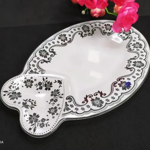Petisqueira Coracao - Renda 17772 32x18cm Decorglass Promoçã