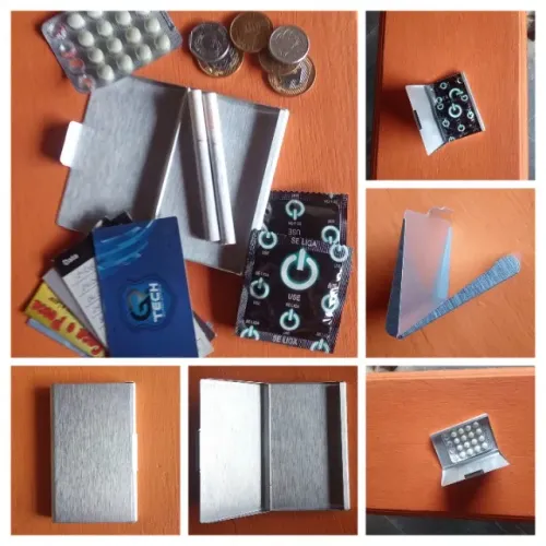 Porta cartão em alumínio escovado - carteira multiuso