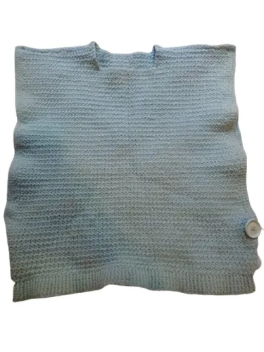 Blusa Colete Feminino de Crochê em Lã Azul