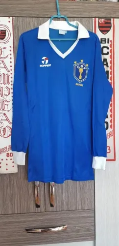 Camisa seleção do Brasil 1986 / jogador lateral esquerdobranco ( topper manga longa