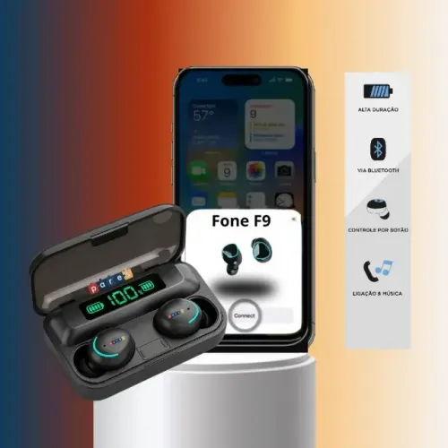 Fone Bluetooth F9-5 Pares Som Imersivo Powerbank Moderno Bateria Longa Duração Compativel