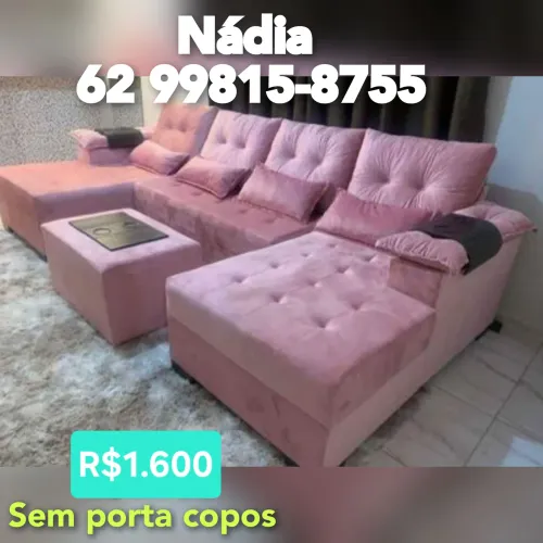 SOFÁ CHAISE DUPLA COM MOLAS ____ 1010
