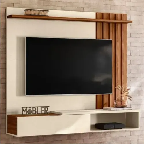 Painel Suspenso Vegas Ripado Pérola Metalizada/Cinamomo Mel Mobler - Entrega Rápida! 