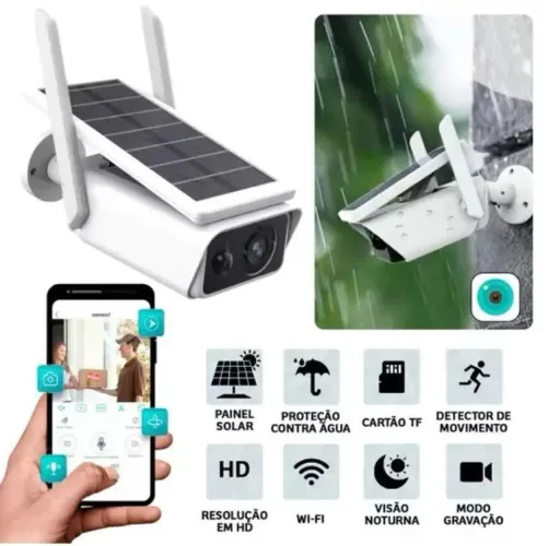 Câmera de Segurança Externa Solar HD com Wi-Fi