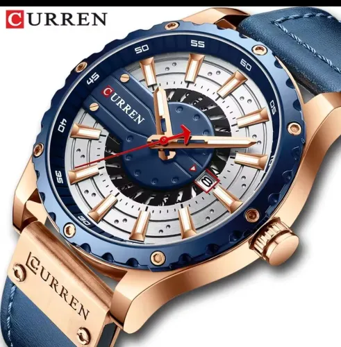 Relógio Curren Masculino Azul e Dourado modelo 4102. Com garantia 