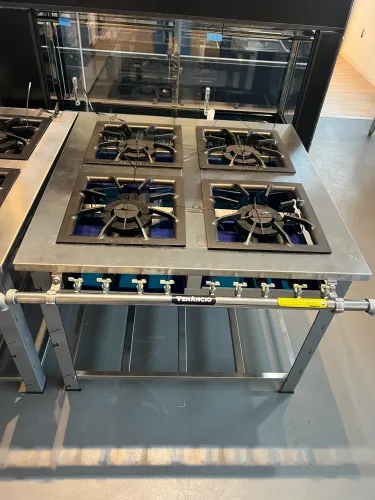 Fogão industrial 4 bocas duplas 40x40 total inox novo pronta entrega