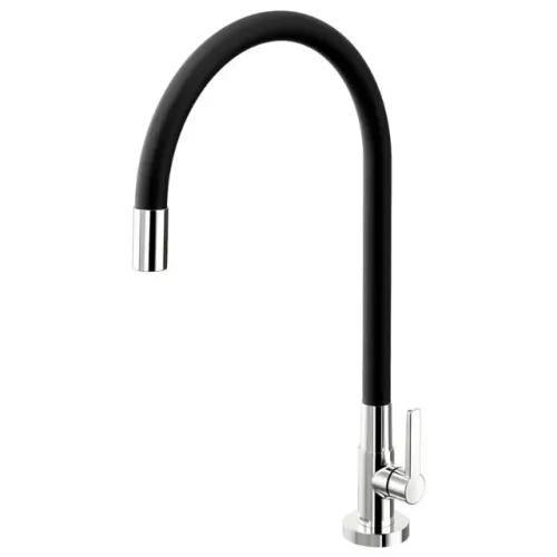 Torneira Para Cozinha Docol GaliFlex  De Parede Cromada Preta