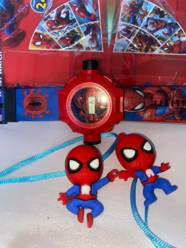 Relógio do homem aranha com projetor e chaveiro