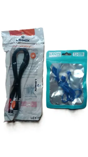 kit 2 um cabo rca p2 , um fone de ouvido