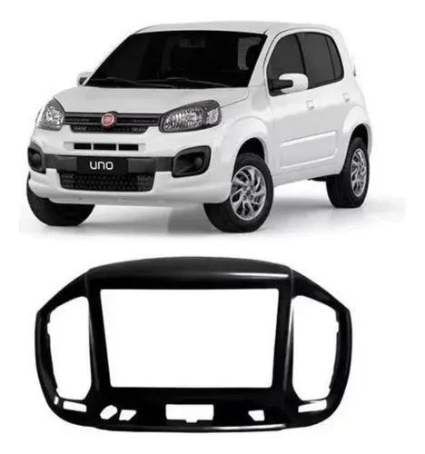 Moldura Painel Dvd 2 Din Fiat Uno 2015 A 2021 Preto Fosco