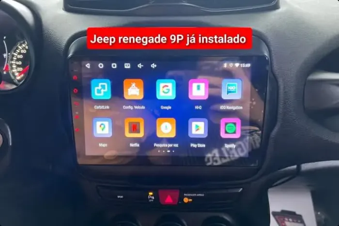 Multimídia Jeep Renegade 9P Android 2ram 32g YouTube carplay wifi Netflix Waze 