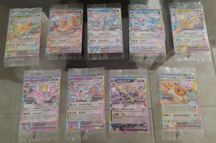 Conjunto das 9 promos lacradas de evolução prismáticas