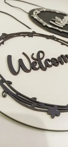 Placa decorativa de porta Welcome