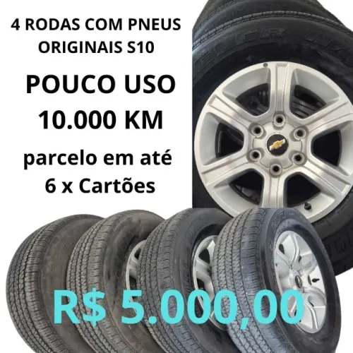 RODAS DE LIGA LEVE CHEVROLET S10 ARO 16 ORIGINAIS GM COM PNEUS SEMI-NOVOS